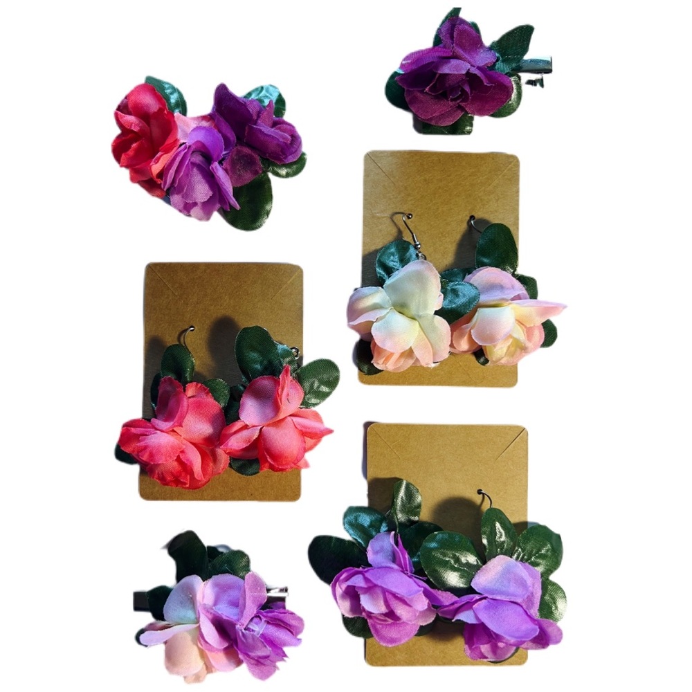 Boho Spring Flower Earrings or Clips Handcrafted